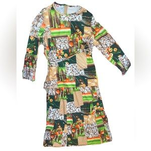 Vintage Kaye Windsor 60’s 70’s matching blouse skirt set